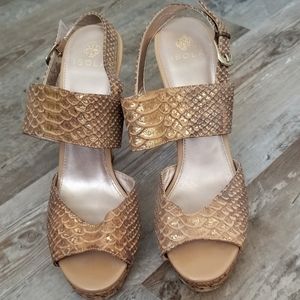 Isola snake skin cork high heels